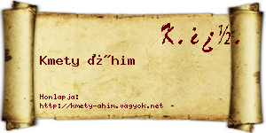 Kmety Áhim névjegykártya